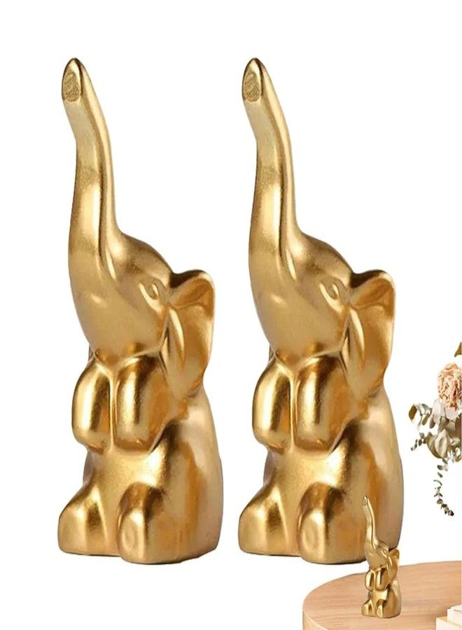 VRB Dec مجموعة VRB Dec 1 لتزيين مكتب الدراسة أو المكتب، قطعة فنية رائعة، هدية، إكسسوارات تزيين، قطع ديكور منزلية ((قطعتان من الفيل الذهبي)) - Image 3